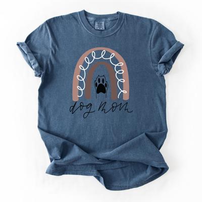 Dog Mom Rainbow Paw Comfort Colors Tee, Cute Dog Lover Graphic Shirt, Pet Mom T-Shirt, Vintage Wash Comfort Colors Top, Dog Mama Gift for Women