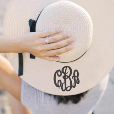 Embroidered Floppy Sun Hat for Honeymoon Gift, Monogrammed Bachelorette Party Personalized Gift, Bridesmaid Gift Custom Beach Hat