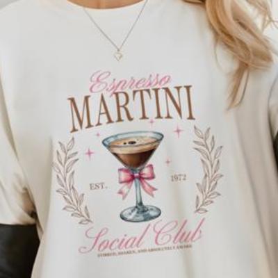 Espresso Martini Social Club Comfort Colors Tee – Trendy Graphic Coffee Shirt for Women, Fun Brunch Outfit Idea