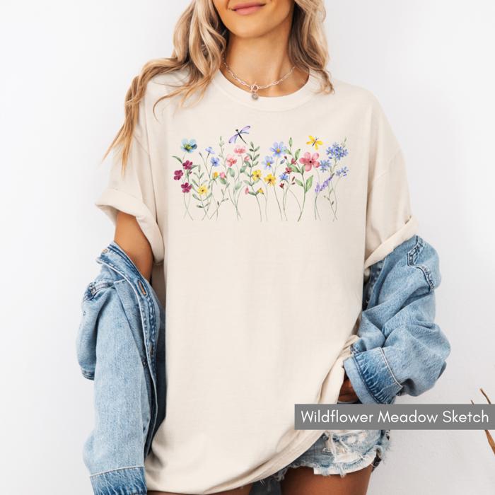 Spring & Summer Graphic Tees for Women, Floral, Peach, and Bow Comfort Colors Shirts, Garden and Sunshine Inspired T-Shirt, Trendy Bright & Cheerful Designs