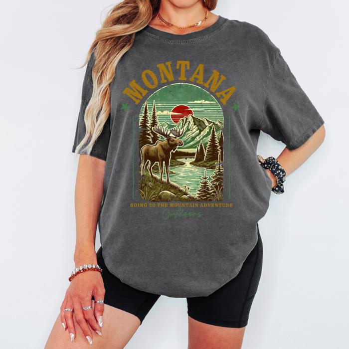 Postcard Paradise Vintage Travel Comfort Colors Tee, Destination Shirts for Women, Scenic Retro-Inspired Destination T-Shirts, Yellowstone, Miami, Malibu, Montana & Charleston
