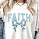 Faith Bow Christian Comfort Colors Tee – Cute Minimalist Faith Shirt for Women, Inspirational Graphic Tee with Bow Detail