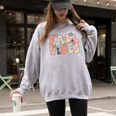 Fall Vibes Women's Sweatshirt, Cozy Autumn Graphic Pullover, Cute Pumpkin Season Crewneck, Comfy Fall Outfit for Women
