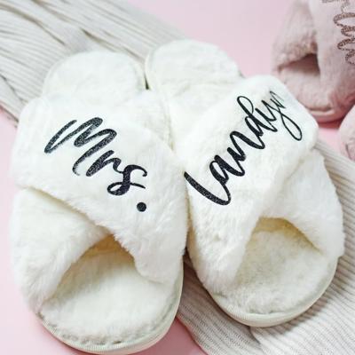 Personalized Bridal Slipper Bridesmaid Gifts Bridal Shower Bachelorette Hen Fluffy Slippers Gifts for Mom Birthdays Bride Gift Bride Slipper