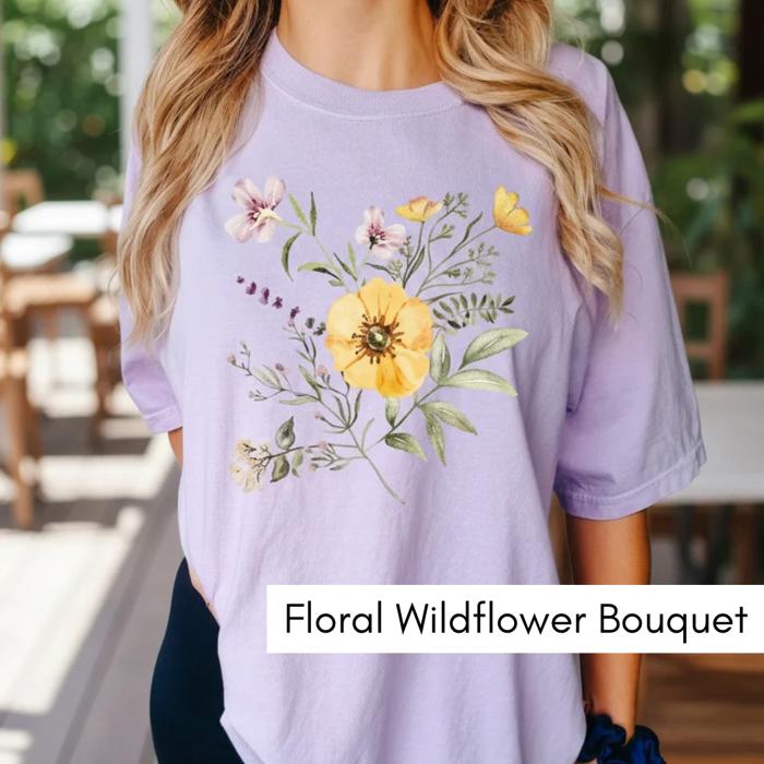 Boho Floral Graphic Tee, Oh Happy Day Shirt, No Rain No Flowers T-Shirt, Cute Pastel Aesthetic Tee, Inspirational Women’s Shirt Gift