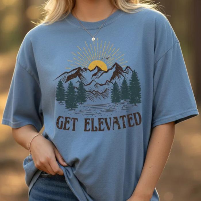 Mountain Graphic Tee, Get Elevated Shirt, Mountains Are Calling Tee, Outdoor Adventure Shirt, Hiking Nature T-Shirt, Camping Lover Gift