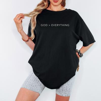 God > Everything, Christian Outfit for Women, Comfort Colors Graphic Tee for Church