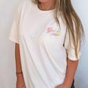  God Is Good Pastel Graphic Tee, Minimal Rainbow Christian T-Shirt, Small Front Print Faith Shirt for Women, Comfort Colors Shirt