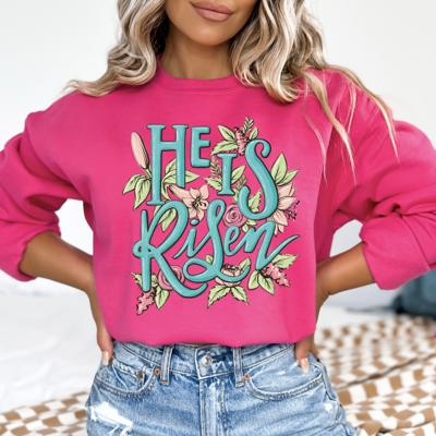 He Is Risen Christian Sweatshirt, Easter Faith Sweatshirt, Gildan Oversized Sweatshirt for Women, Religious Gift