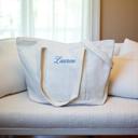  Embroidered Monogram Tote Bag Personalized Canvas Tote, Bridesmaid Gift, Custom Sailboat Tote Teacher Bag, Bachelorette Party Beach Bag