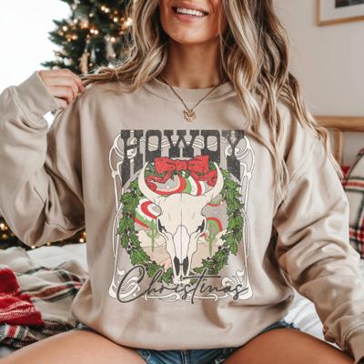 Howdy Christmas Sweatshirt for Women, Western Holiday Sweater, Cute Cowgirl Christmas Pullover, Country Christmas Graphic Sweatshirt, Holiday Gift