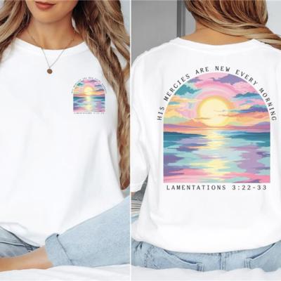 His Mercies Are New Every Morning, Christian Every Day Comfort Colors Graphic Tee, Church Outfit For Women
