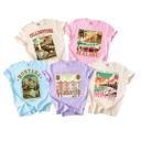  Postcard Paradise Vintage Travel Comfort Colors Tee, Destination Shirts for Women, Scenic Retro-Inspired Destination T-Shirts, Yellowstone, Miami, Malibu, Montana & Charleston