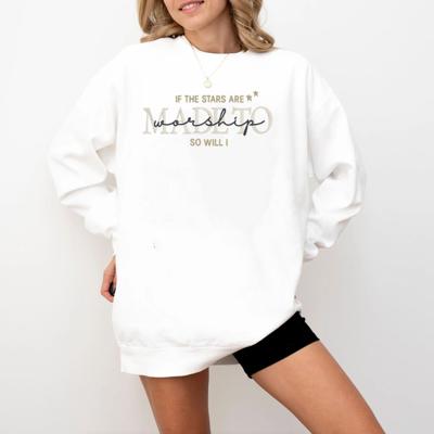 Embroidered If the Stars Are Made to Worship So Will I Sweatshirt, Christian Crewneck, Faith Based Worship Sweater, Inspirational Bible Verse Sweatshirt