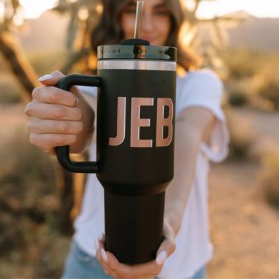 Personalized Tumbler with Handle 40 oz Tumbler with Handle and Straw, Custom Gift for Women, Hot Pink Water Bottle Gift for Her