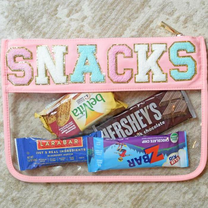Clear Pouch with Patches, Snacks Bag Eco Friendly, Teacher Gift Personalized Gift Clear Bag, Makeup Cosmetic Bag, Gold Zipper