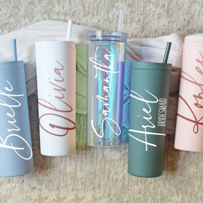 Personalized Tumbler With Lid and Straw, Bridesmaids Gifts, Acrylic Custom Tumbler, Skinny Tumbler, Personalized Gift, Teacher Gift Cup