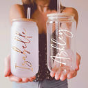  Personalized Tumbler Glass Bridesmaid Proposal, Future Mrs, Frosted Glass Tumbler, Bamboo Lid Coffee Cup, Maid Of Honor Gift, Name and Title 