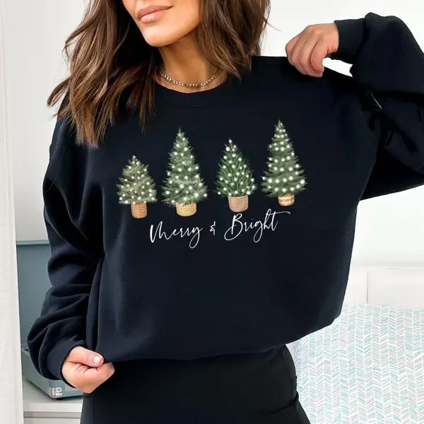 Merry and Bright Christmas Sweatshirt, Vintage Christmas Shirts for Women, Christmas Matching Sweatshirt, Family Shirt, Christmas Sweater