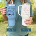  Personalized 40 oz Tumbler with Handle & Straw MAARS Birth Flower Tumbler Gift for Women Insulated Stainless, Bridesmaid Gift for Mom