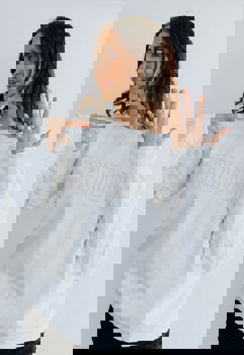 Embroidered Bride Sweatshirt Crewneck, Personalized with Name and Wedding Date on Sleeve Sweater, Bridal Shower Gifts, Engagement Gift