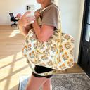  Embroidered Quilted Tote Bag, Monogrammed Duffle Bag Floral, Bridesmaid Gift, Bridal Party Bag, Overnight Bag with Zipper, Gift for Her
