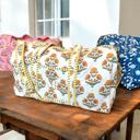  Embroidered Quilted Tote Bag, Monogrammed Duffle Bag Floral, Bridesmaid Gift, Bridal Party Bag, Overnight Bag with Zipper, Gift for Her