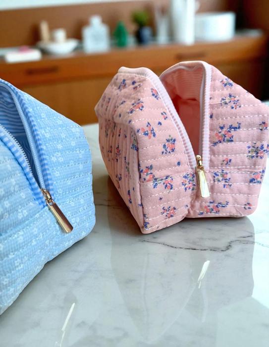 Embroidered Makeup Bag, Bridesmaid Gifts, Quilted Cosmetic Bag Pouch, Personalized Gift, Custom Make Up Bag, Baby Toiletry Bag Diaper Bag