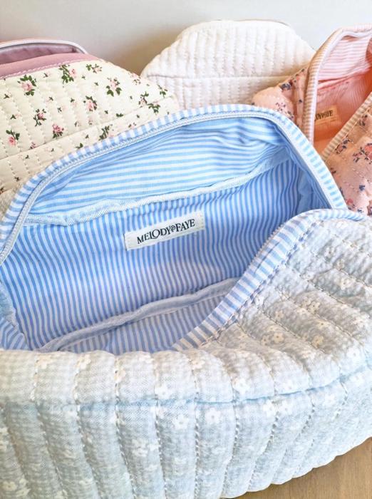 Embroidered Makeup Bag, Bridesmaid Gifts, Quilted Cosmetic Bag Pouch, Personalized Gift, Custom Make Up Bag, Baby Toiletry Bag Diaper Bag
