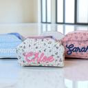  Embroidered Makeup Bag, Bridesmaid Gifts, Quilted Cosmetic Bag Pouch, Personalized Gift, Custom Make Up Bag, Baby Toiletry Bag Diaper Bag