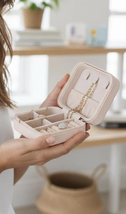 Birth Flower Jewelry Travel Case, Bridesmaid Gift, Personalized Birthday Gift, Pu Leather Jewelry Travel Case, Custom Jewelry Case