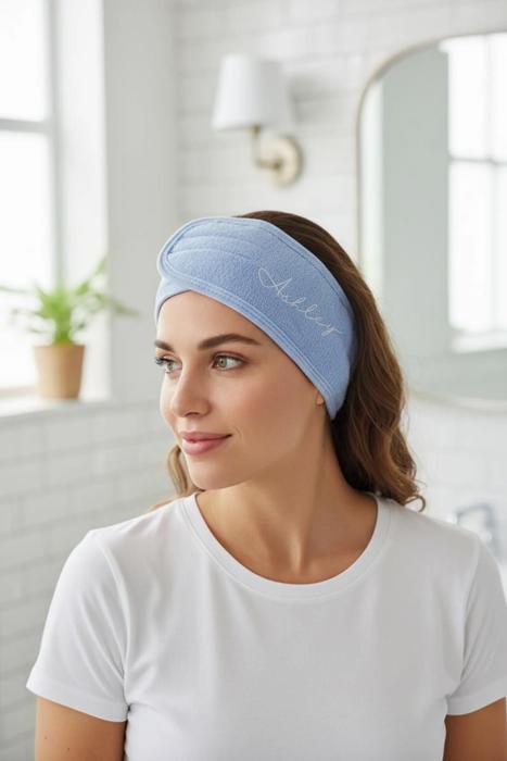 Personalized Spa Headband, Custom Name Bridesmaid Gift, Face Wash Headband Embroidered Monogrammed