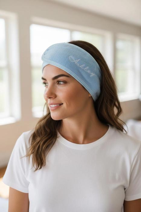 Personalized Spa Headband, Custom Name Bridesmaid Gift, Face Wash Headband Embroidered Monogrammed