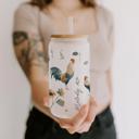 Chickens (Frosted Cup) Personalized Iced Coffee Cup with Straw, Spring Tumbler with Bunnies Bees Chickens Lemons, Garden Floral Cup, Easter Gift for Her