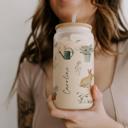 Garden Bunny (Frosted Cup) Personalized Iced Coffee Cup with Straw, Spring Tumbler with Bunnies Bees Chickens Lemons, Garden Floral Cup, Easter Gift for Her