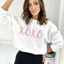  XOXO Light Pink Cursive Puff Print Sweatshirt, Pink Cursive XOXO, Valentine's Day Sweatshirt, Cozy Crewneck