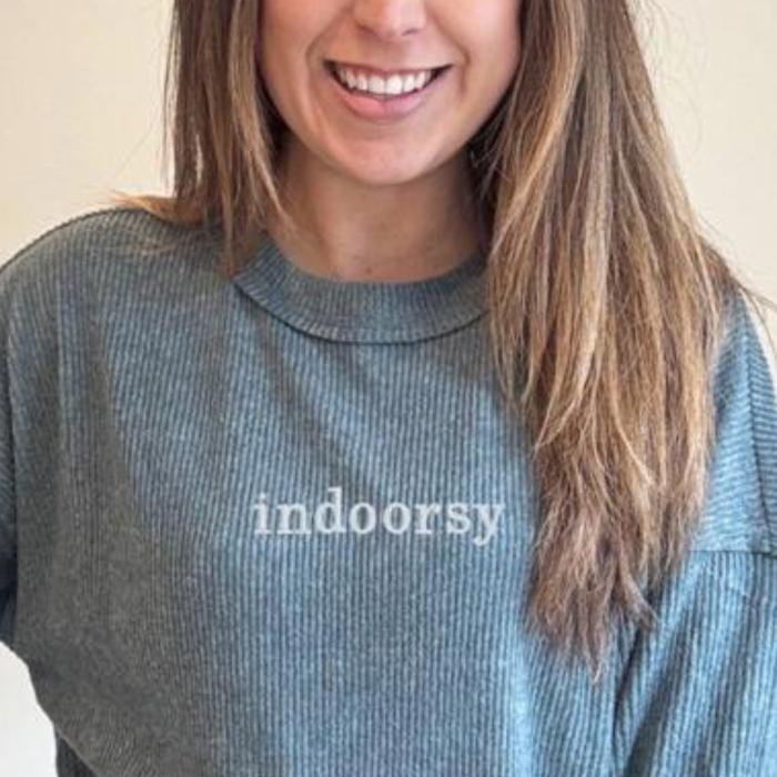 Custom Corded Crew Embroidered Sweater, Embroidered Ribbed Knit Crewneck, Personalized Crew, Thin Sweatshirt, Oversized Pullover Long Sleeve