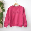  XOXO Valentine's Day Embossed Sweatshirt Puff Text Pink Valentine's Sweater, Custom Valentines Day Gift for Girlfriend