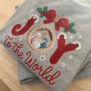  Joy to the World Sweatshirt, 3D Knit Effect Christmas Sweater, Cozy Holiday Jesus Birth Graphic Sweatshirt, Christian Christmas Crewneck