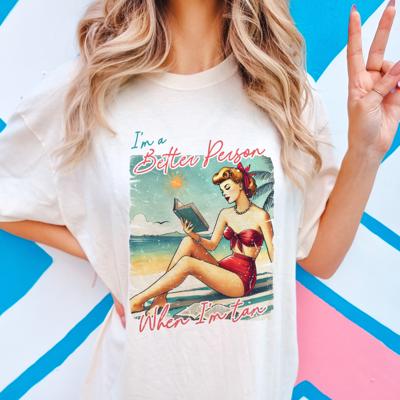 I'm a Better Person When I'm Tan Comfort Colors Tee – Funny Summer Graphic Shirt for Women, Trendy Beach Vacation Tee