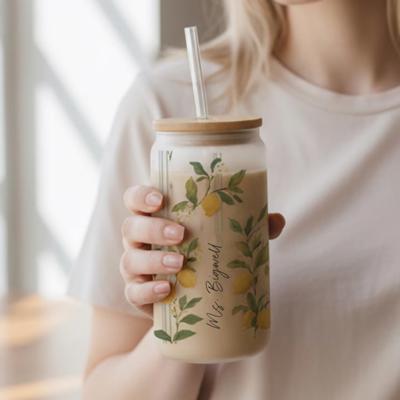 Personalized Iced Coffee Cup with Straw, Spring Tumbler with Bunnies Bees Chickens Lemons, Garden Floral Cup, Easter Gift for Her
