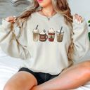  Neutral Coffee Lattes Christmas Sweatshirt, Vintage Christmas Shirts for Women, Christmas Matching Sweatshirt, Family Shirt, Christmas Sweater