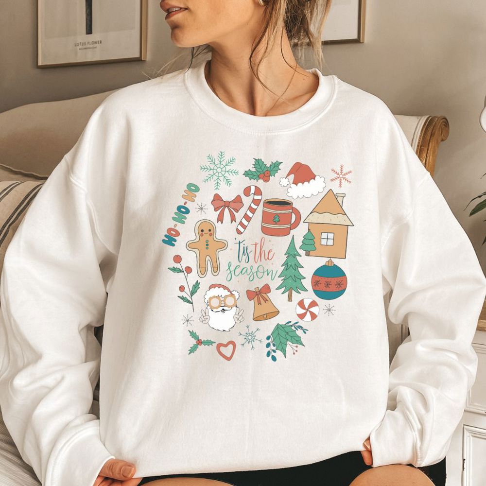 Christmas Doodles Sweatshirt, Christmas Shirts for Women, Christmas Matching Sweatshirt, Family Shirt, Christmas Sweater