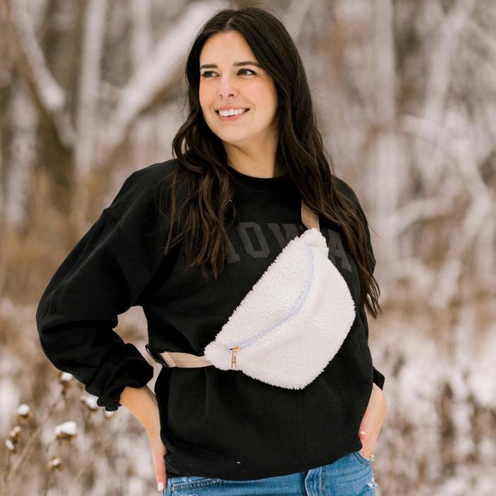 Shadow Monogram Fleece Belt Bag for Women Custom Crossbody Sling Bag Sherpa with Adjustable Strap Fanny Pack for Waist Trending Gifts