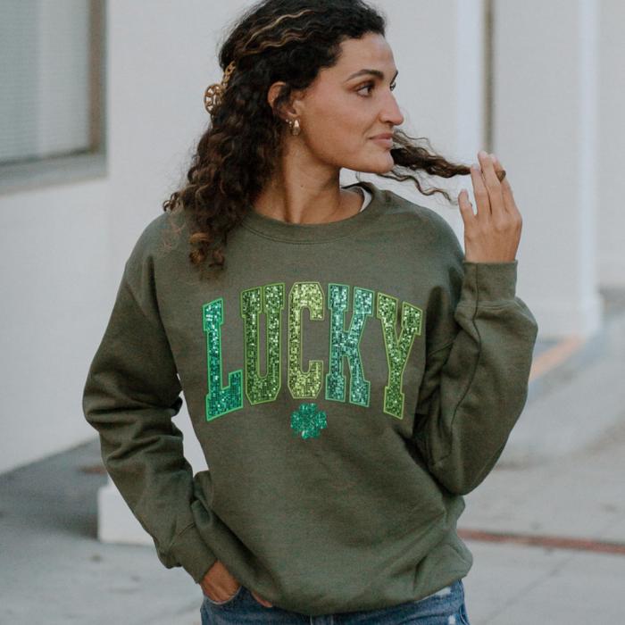 Lucky Faux Sequin St. Patrick's Day Sweatshirt