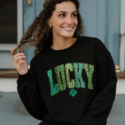 Lucky Faux Sequin St. Patrick's Day Sweatshirt