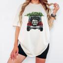  Merry Christmas Truck Comfort Colors Tee, Vintage Red Plaid Truck Christmas Shirt, Cozy Holiday T-Shirt for Women, Christmas Tree Graphic Tee, Winter Outfit