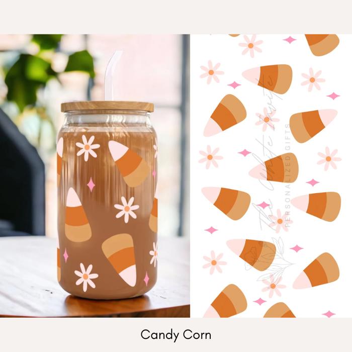 Fall Glass Cups with Lid and Straw, Iced Coffee Cup, Custom Glass Tumbler, Pumpkin Spiced Latte Cup, Drink Barware, Personalized Gift