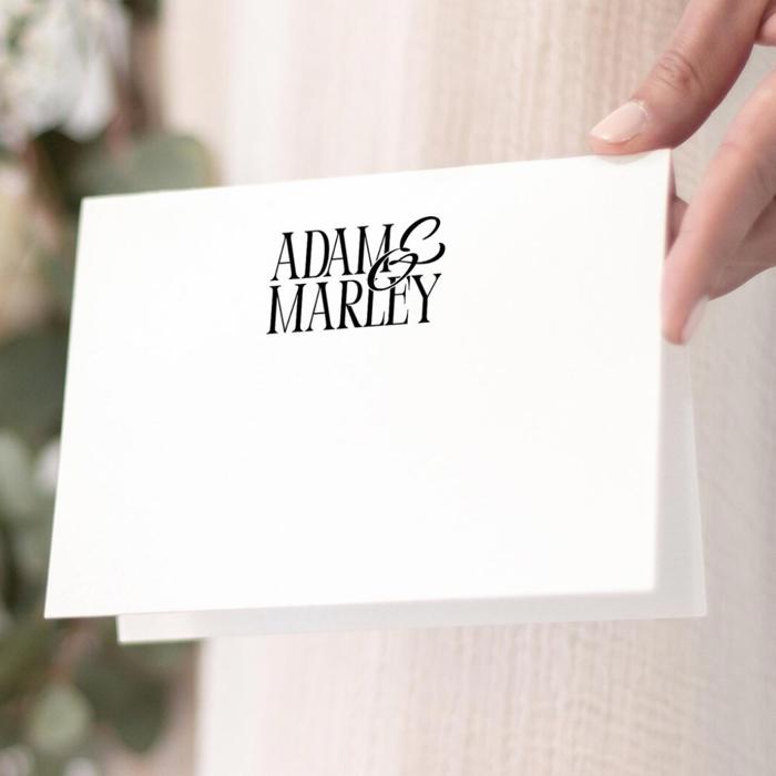 Personalized Wedding Logo Notecards, Custom Folded Stationery Set, Couples Stationery, Bridal Shower Thank You Cards