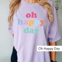  Boho Floral Graphic Tee, Oh Happy Day Shirt, No Rain No Flowers T-Shirt, Cute Pastel Aesthetic Tee, Inspirational Women’s Shirt Gift